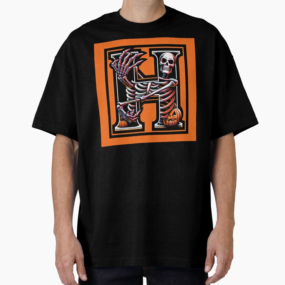 Skeleton Alphabet H Halloween T-Shirt - Casual Everyday Wear for Adults - T-Shirt, Sweatshirt, Hoodie