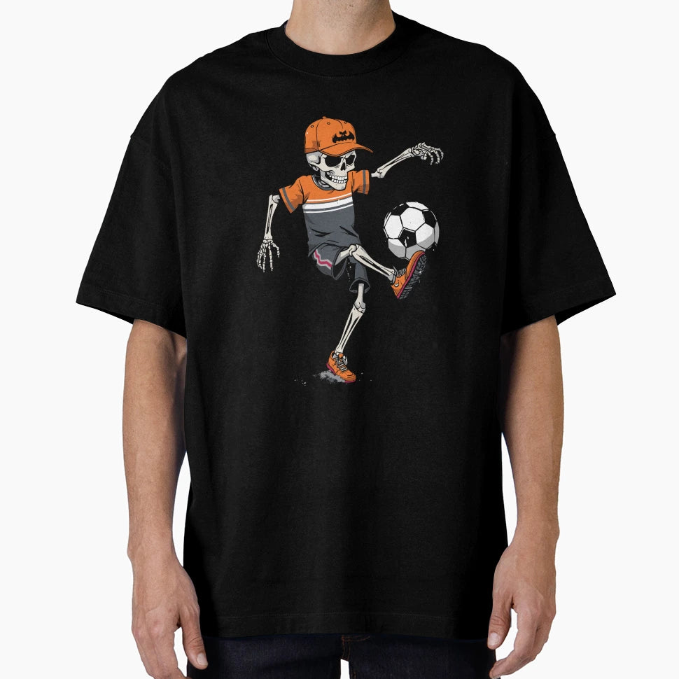 Skeleton Playing Soccer Halloween T-Shirt - Trendy Graphic Men Women - T-Shirt, Sweatshirt, Hoodie