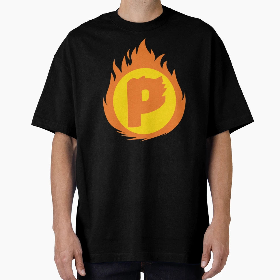 Superhero Letter P Fire Insignia T-Shirt - Unique Graphic Men Women - T-Shirt, Sweatshirt, Hoodie