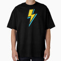 Yellow Lightning Bolts Bright Blue T-Shirt - Custom Art Print Unisex - T-Shirt, Sweatshirt, Hoodie