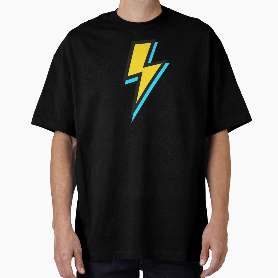 Yellow Lightning Bolts Bright Blue T-Shirt - Custom Art Print Unisex - T-Shirt, Sweatshirt, Hoodie