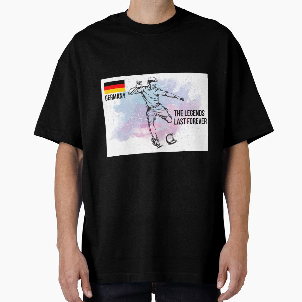 German Football Player Kicking T-Shirt - Trendy Graphic for Adults - T-Shirt, Sweatshirt, Hoodie