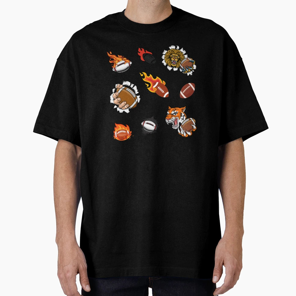 American Football Ball Fire Icon T-Shirt - Novelty Apparel Unisex - T-Shirt, Sweatshirt, Hoodie