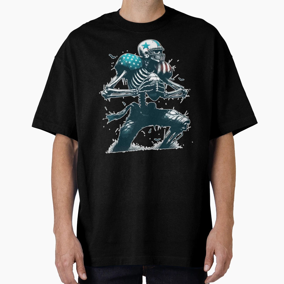Spooky Season Skeleton American Football T-Shirt - Custom Art Print Unisex - T-Shirt, Sweatshirt, Hoodie