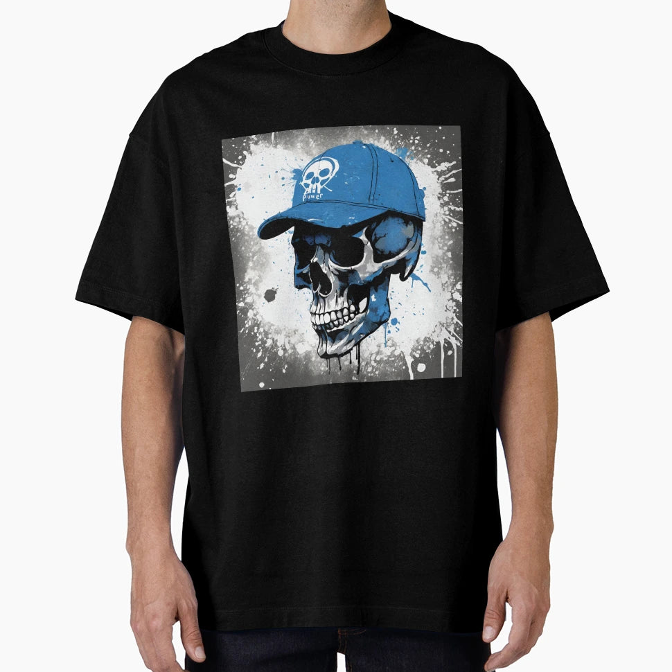 Urban Skull Blue Cap T-Shirt - Unique Graphic Unisex - T-Shirt, Sweatshirt, Hoodie