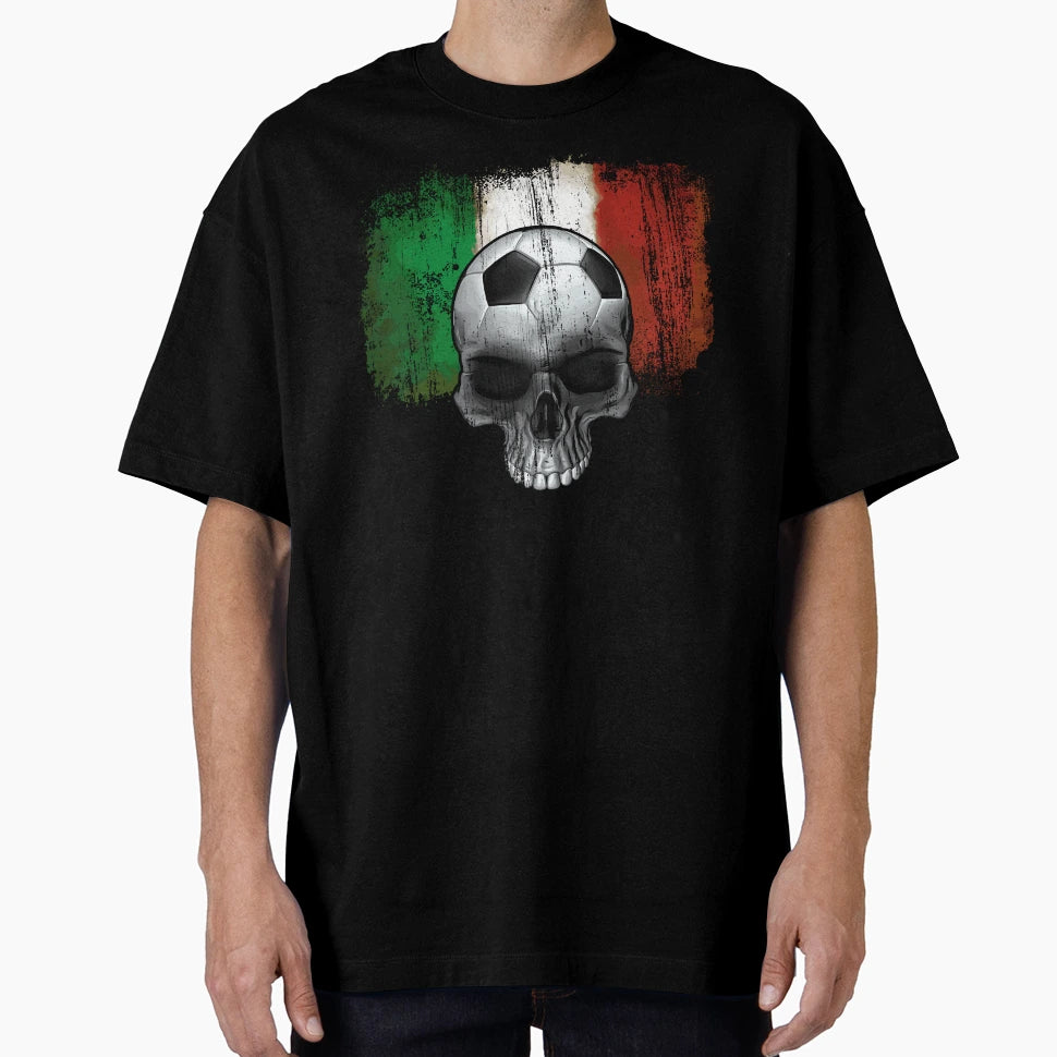 Italian Football Soccer Skull T-Shirt - Aesthetic Graphic for Adults - T-Shirt, Sweatshirt, Hoodie