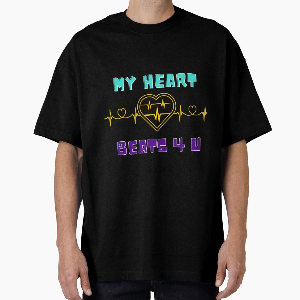 My Heart Beats 4 U Illustrated Digital T-Shirt - Trendy Graphic Men Women - T-Shirt, Sweatshirt, Hoodie