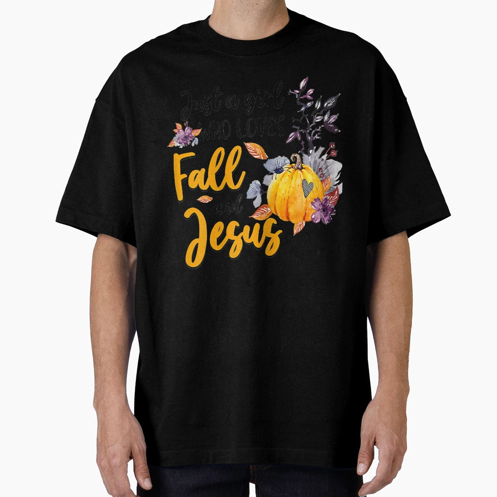 Womens Just Who Loves Fall And Jesus T-Shirt - Custom Art Print for Adults - T-Shirt, Sweatshirt, Hoodie