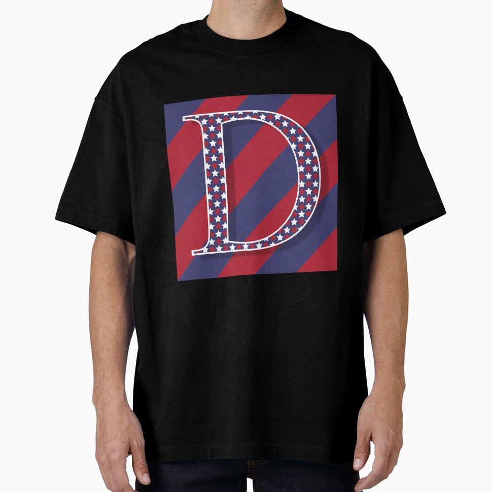 Letter D Americana Old Glory Red And T-Shirt - Custom Art Print for Adults - T-Shirt, Sweatshirt, Hoodie