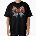 Glitter Football Bow Hearts Cheerleader T-Shirt - Graphic Print Unisex - T-Shirt, Sweatshirt, Hoodie