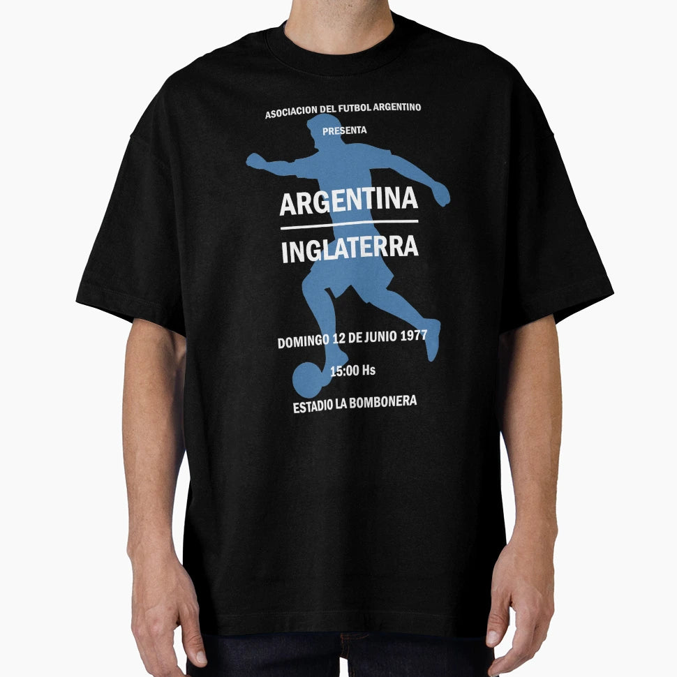 Argentina V England 1977 Estadio T-Shirt - Fun Novelty Design for Adults - T-Shirt, Sweatshirt, Hoodie
