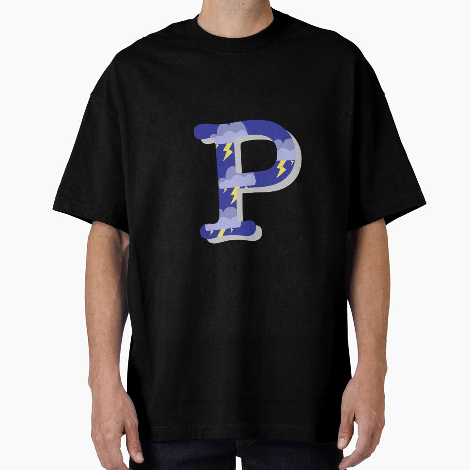 Initial P Clouds And Lightning T-Shirt - Custom Art Print Men Women - T-Shirt, Sweatshirt, Hoodie