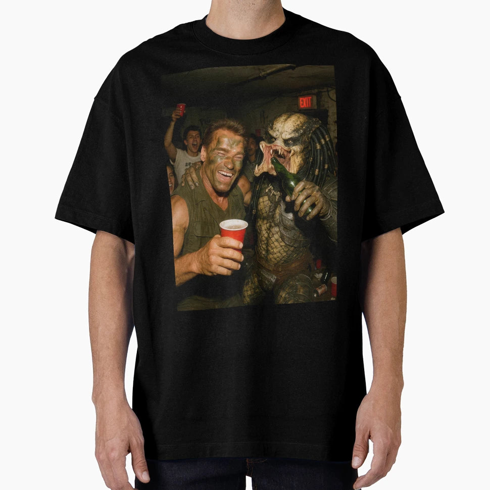 Arnold Schwarzenegger Predator Candid T-Shirt - Aesthetic Graphic Unisex - T-Shirt, Sweatshirt, Hoodie