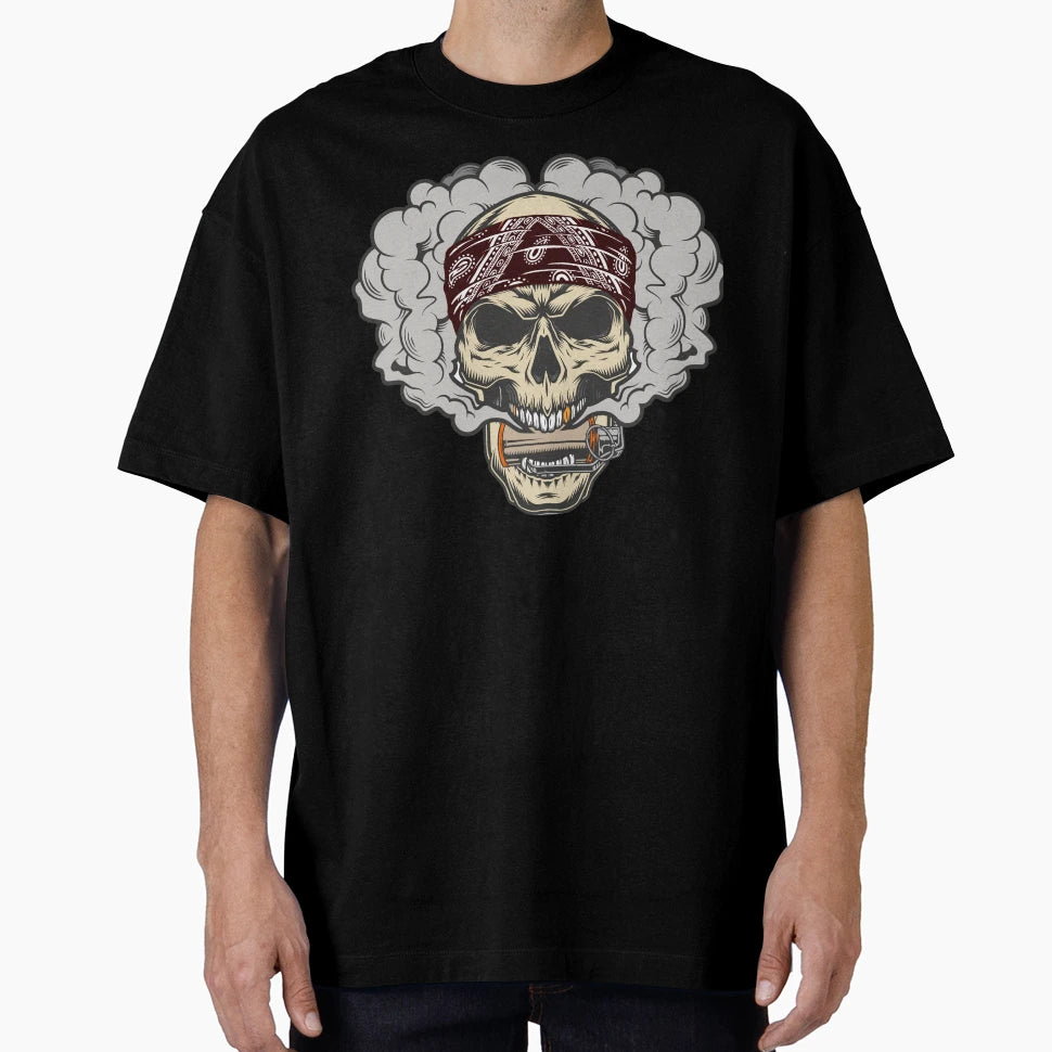 Smoking Skull T-Shirt - Novelty Apparel Unisex - T-Shirt, Sweatshirt, Hoodie