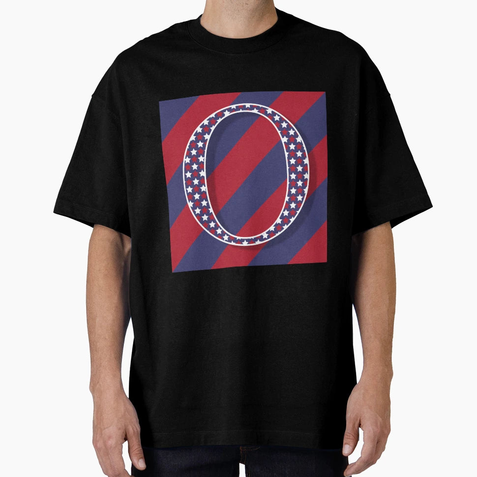 Letter O Americana Old Glory Red And Blue T-Shirt - Novelty Apparel Unisex - T-Shirt, Sweatshirt, Hoodie
