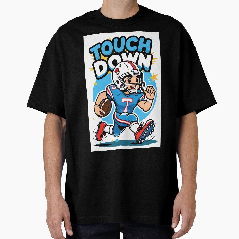 Cartoon American Football Player T-Shirt - Streetwear Style for Adults - T-Shirt, Sweatshirt, Hoodie