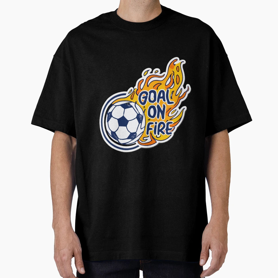 Goal Fire Dynamic Soccer Ball Flames T-Shirt - Casual Everyday Wear Unisex - T-Shirt, Sweatshirt, Hoodie