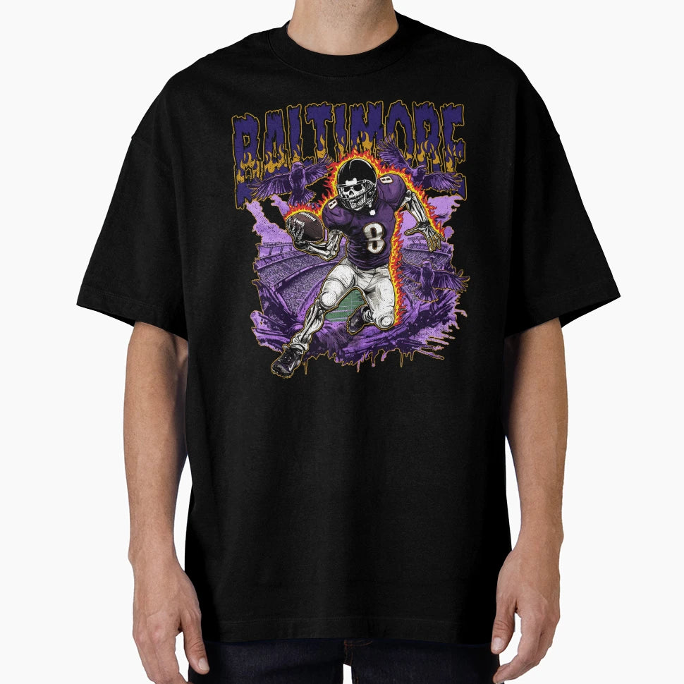 Baltimore Football Skull T-Shirt - Trendy Graphic Unisex - T-Shirt, Sweatshirt, Hoodie