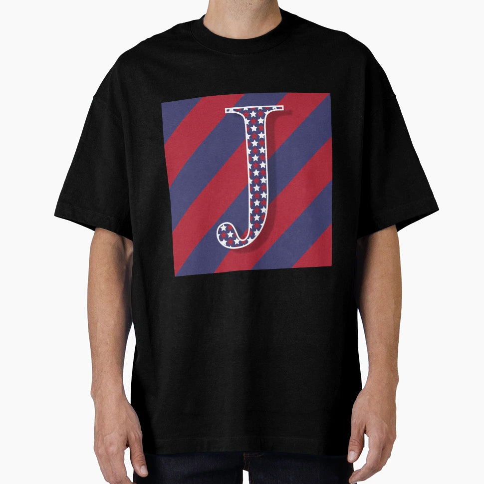 Letter J Americana Old Glory Red And T-Shirt - Fun Novelty Design Unisex - T-Shirt, Sweatshirt, Hoodie