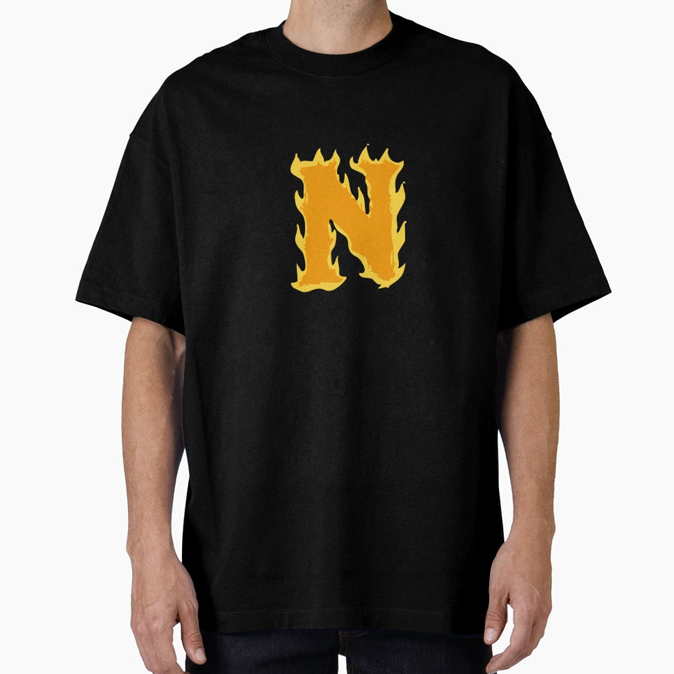 Fire Letter N Typography Flaming T-Shirt - Fun Novelty Design Unisex - T-Shirt, Sweatshirt, Hoodie