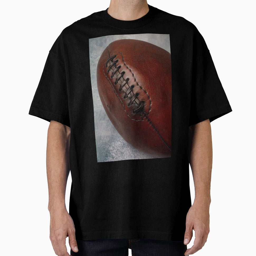 Leather Football T-Shirt - Minimalist Print Men Women - T-Shirt, Sweatshirt, Hoodie