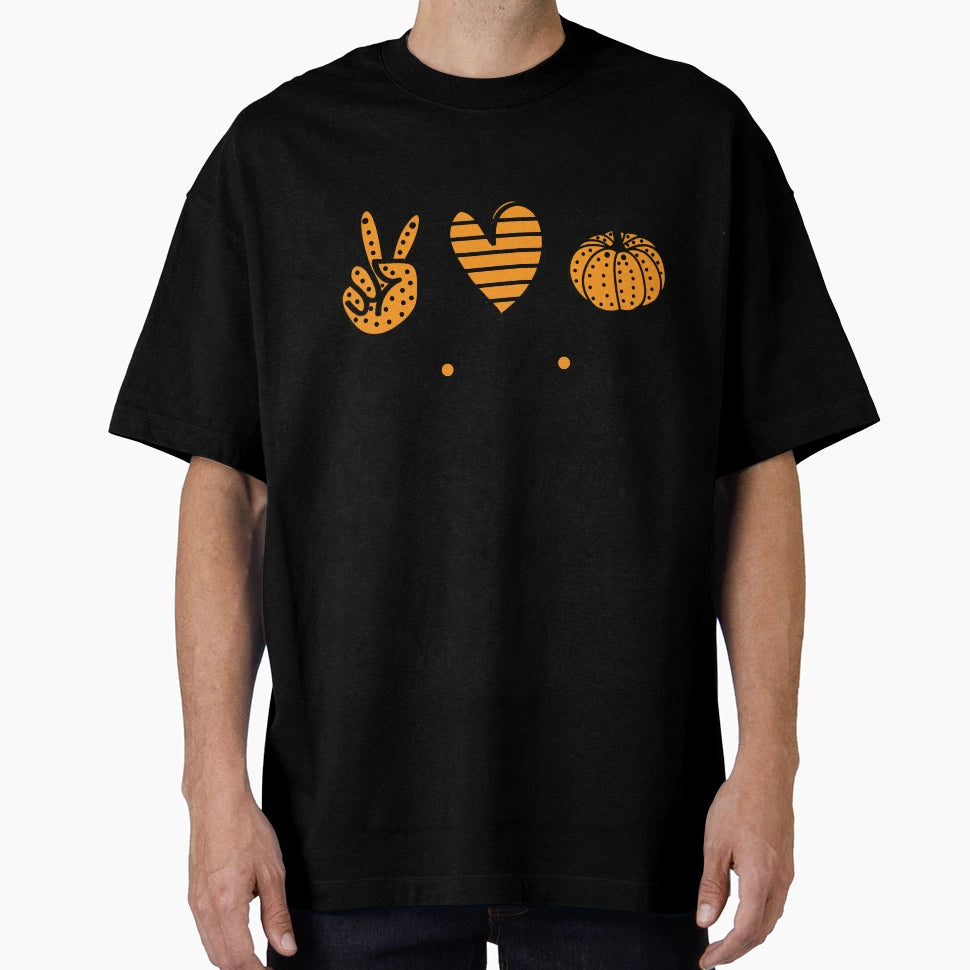 Peace Love Fall Autumn Vibes T-Shirt - Custom Art Print Men Women - T-Shirt, Sweatshirt, Hoodie