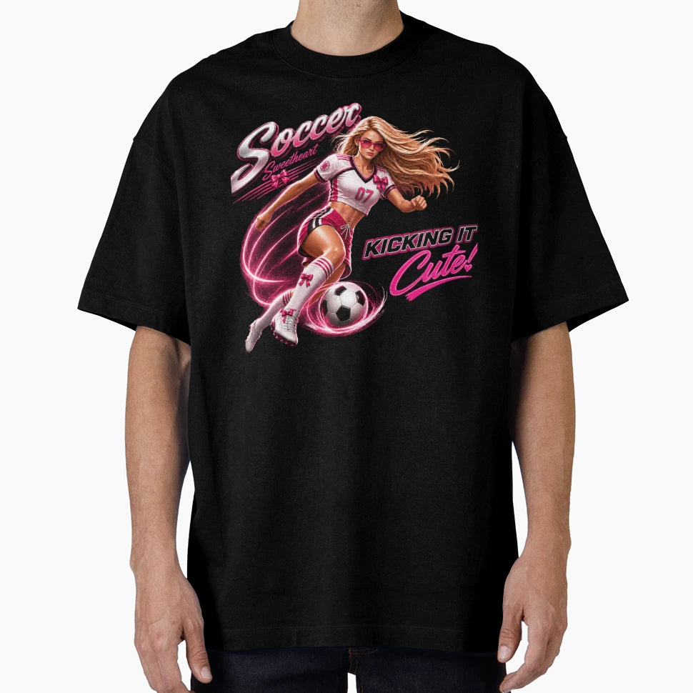 Soccer Sweetheart Kicking It Coquette T-Shirt - Novelty Apparel for Adults - T-Shirt, Sweatshirt, Hoodie