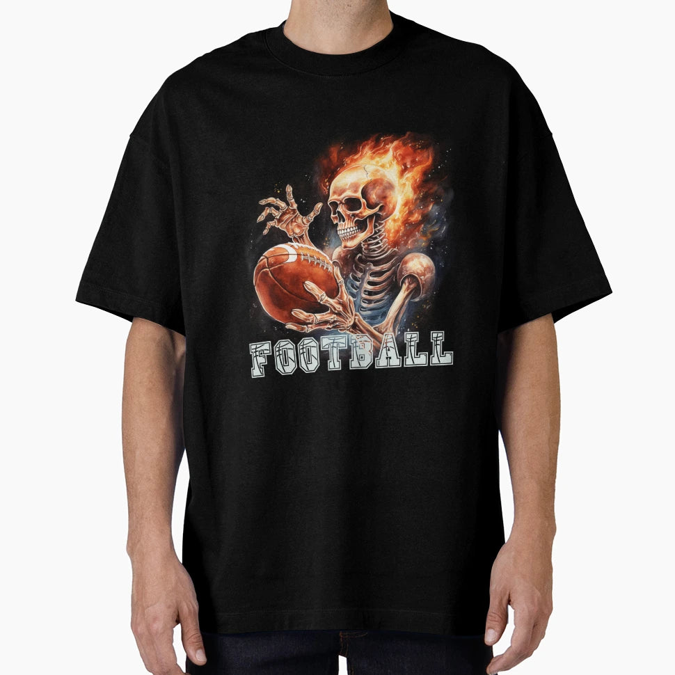 Skeleton Playing American Football T-Shirt - Custom Art Print Unisex - T-Shirt, Sweatshirt, Hoodie