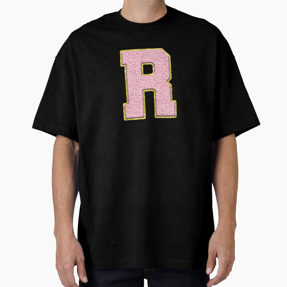 R Preppy Varsity Letter Patch T-Shirt - Custom Art Print Men Women - T-Shirt, Sweatshirt, Hoodie