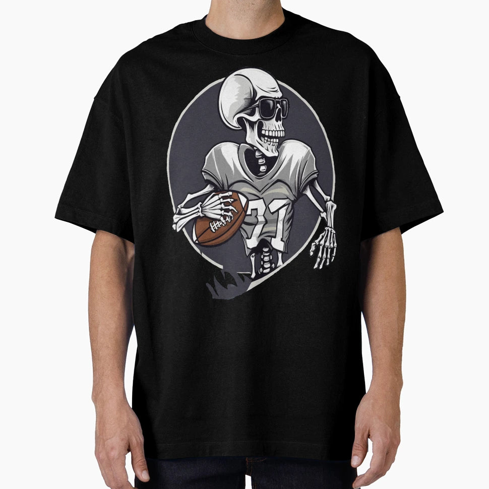 Halloween Skeleton Playing Football T-Shirt - Streetwear Style Unisex - T-Shirt, Sweatshirt, Hoodie