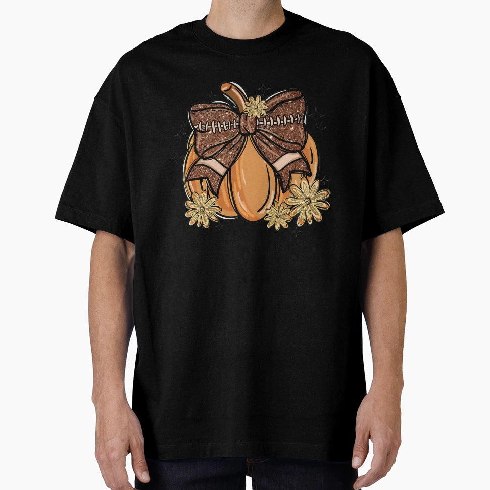 Pumpkin Football T-Shirt - Minimalist Print Men Women - T-Shirt, Sweatshirt, Hoodie
