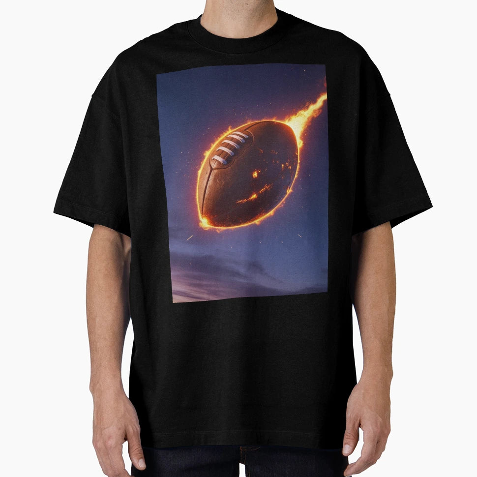 Flaming American Football From Space T-Shirt - Aesthetic Graphic Men Women - T-Shirt, Sweatshirt, Hoodie