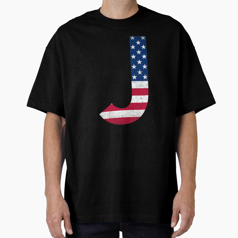 Letter J Capital Alphabet American T-Shirt - Streetwear Style Men Women - T-Shirt, Sweatshirt, Hoodie