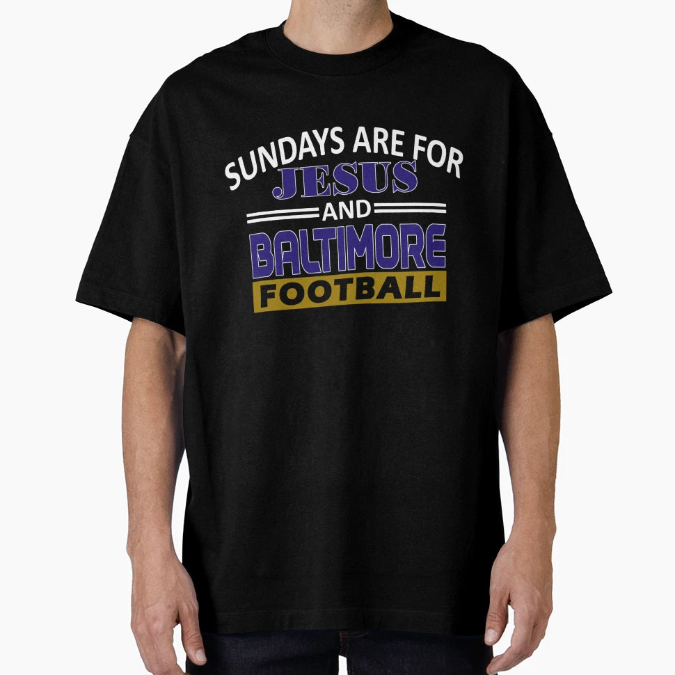 Baltimore Pro Football And Jesus T-Shirt - Minimalist Print Men Women - T-Shirt, Sweatshirt, Hoodie