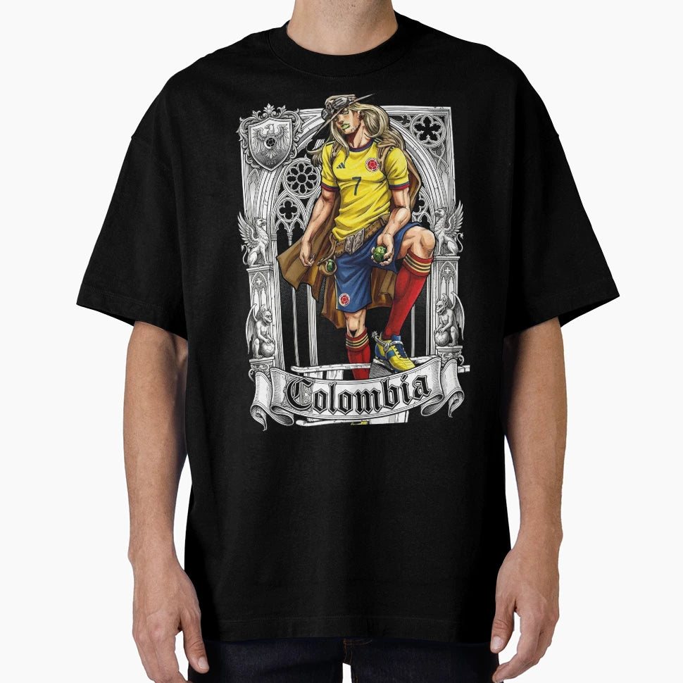 Colombian Football Hero Gothic Cape T-Shirt - Fun Novelty Design Men Women - T-Shirt, Sweatshirt, Hoodie