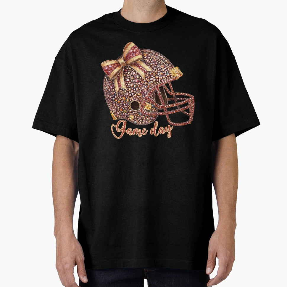 Rhinestones Football Helmet T-Shirt - Minimalist Print Unisex - T-Shirt, Sweatshirt, Hoodie