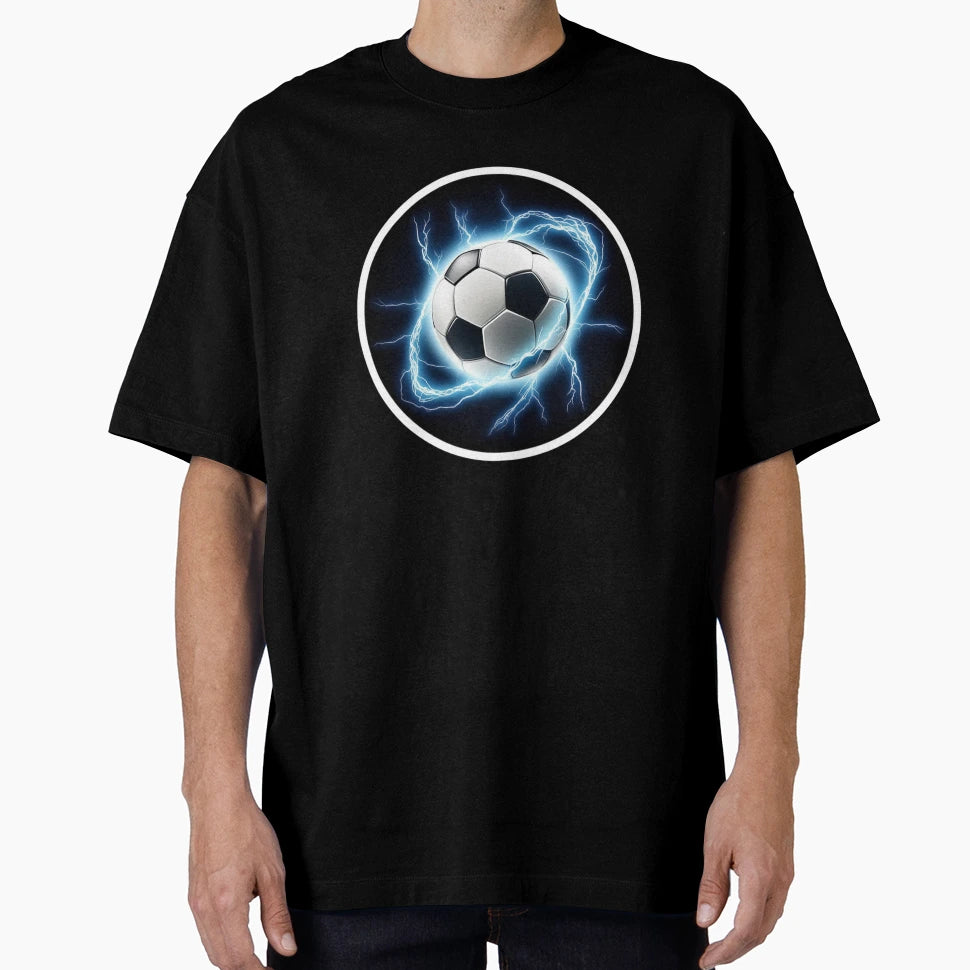 Electric Lightning Football Mid Air T-Shirt - Unique Graphic Men Women - T-Shirt, Sweatshirt, Hoodie