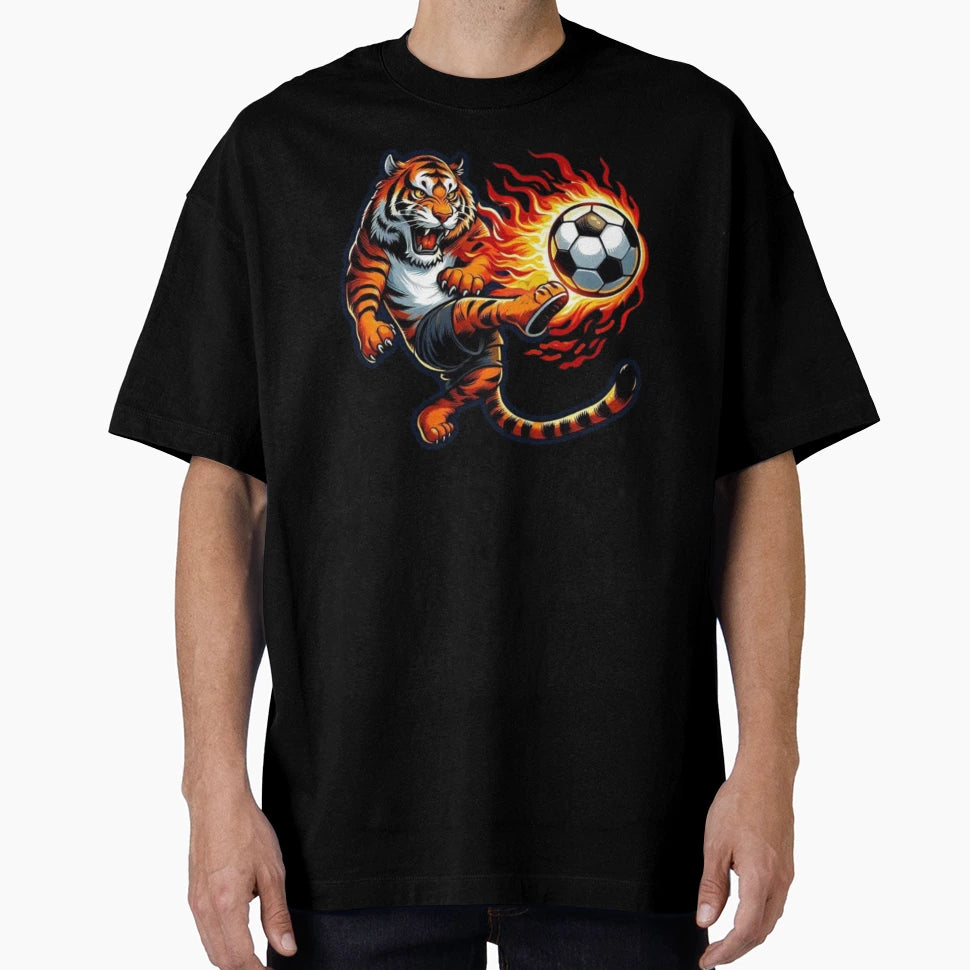 Tiger Soccer Ball T-Shirt - Aesthetic Graphic Men Women - T-Shirt, Sweatshirt, Hoodie