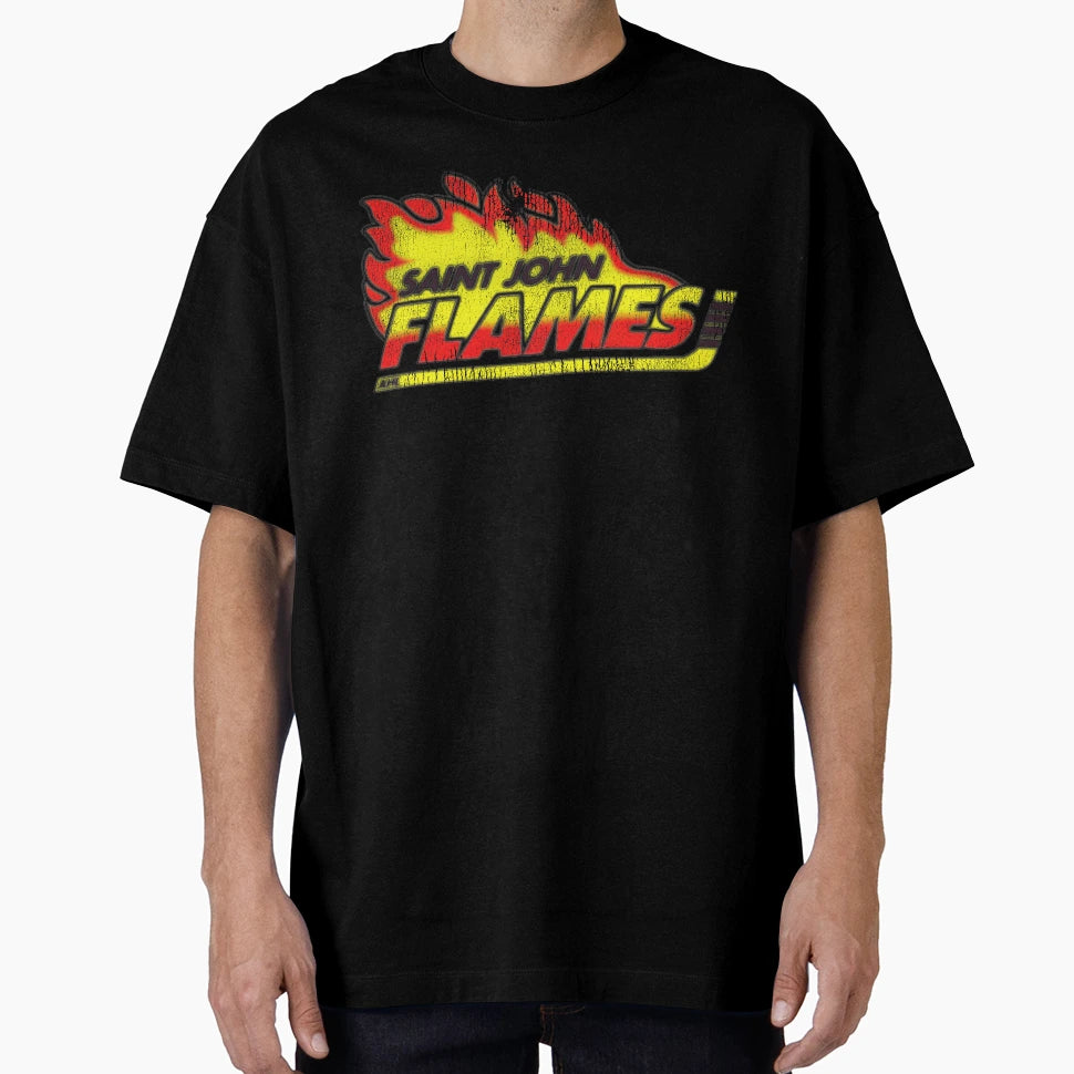 Saint John Flames Defunct Ice Hockey T-Shirt - Unique Graphic Men Women - T-Shirt, Sweatshirt, Hoodie