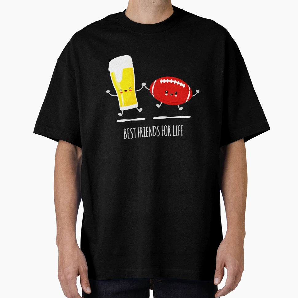 Beer And Football Best Friends T-Shirt - Custom Art Print Men Women - T-Shirt, Sweatshirt, Hoodie