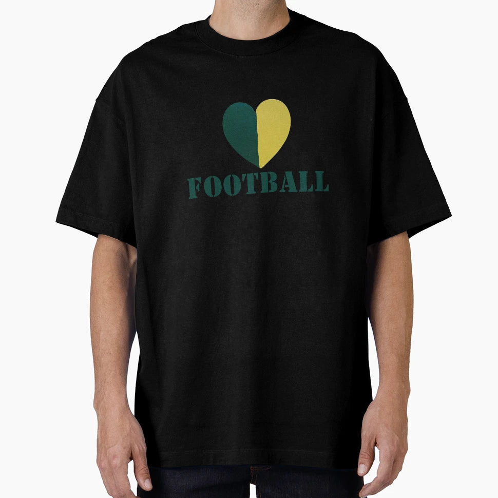 Heart Football Green Gold T-Shirt - Novelty Apparel for Adults - T-Shirt, Sweatshirt, Hoodie