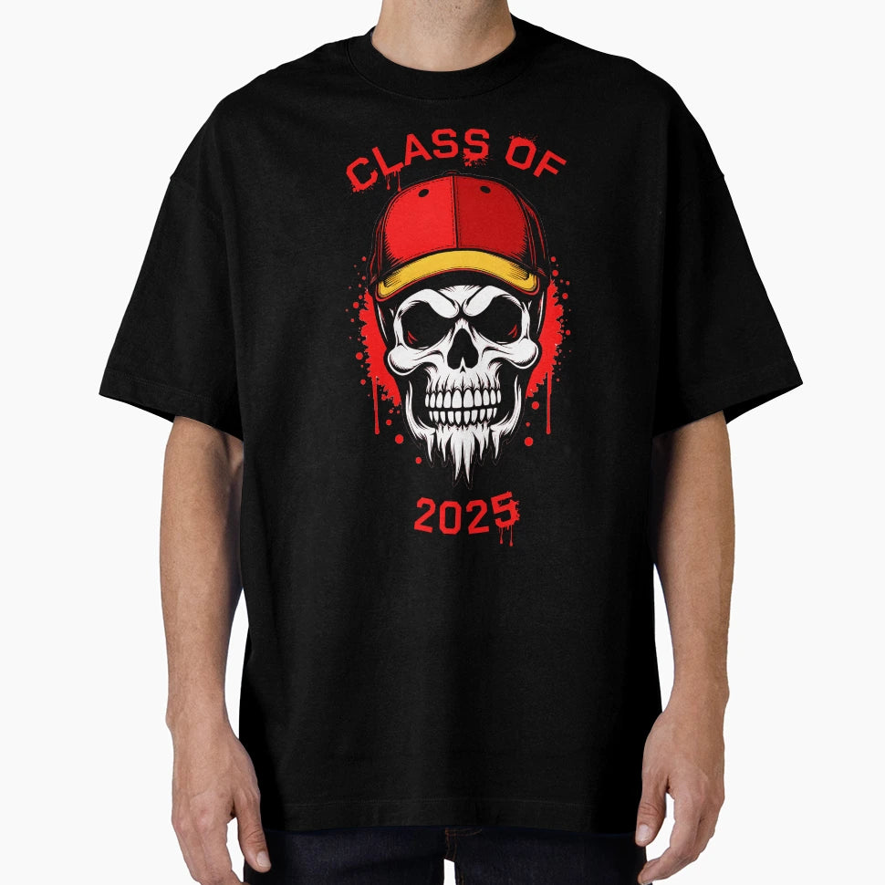 Class 2025 Skull Wearing Baseball Cap T-Shirt - Graphic Print Unisex - T-Shirt, Sweatshirt, Hoodie