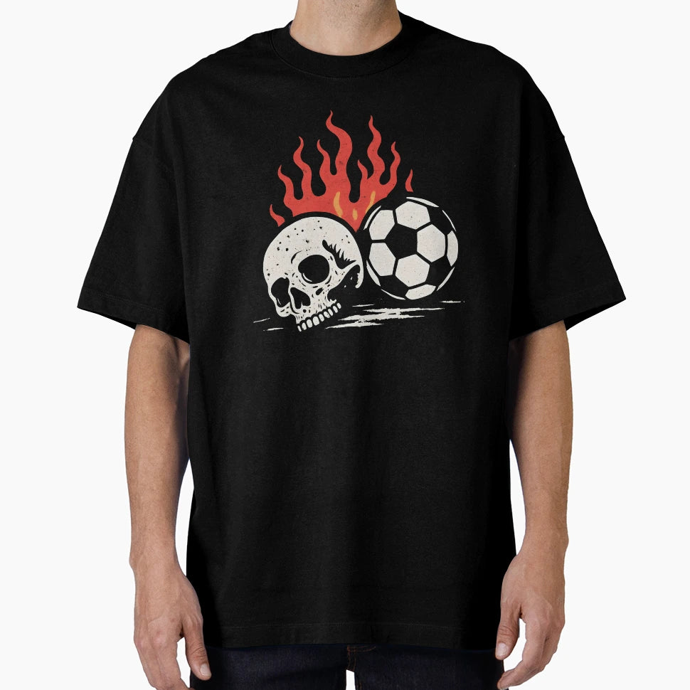 Football Skull Flames T-Shirt - Custom Art Print Men Women - T-Shirt, Sweatshirt, Hoodie