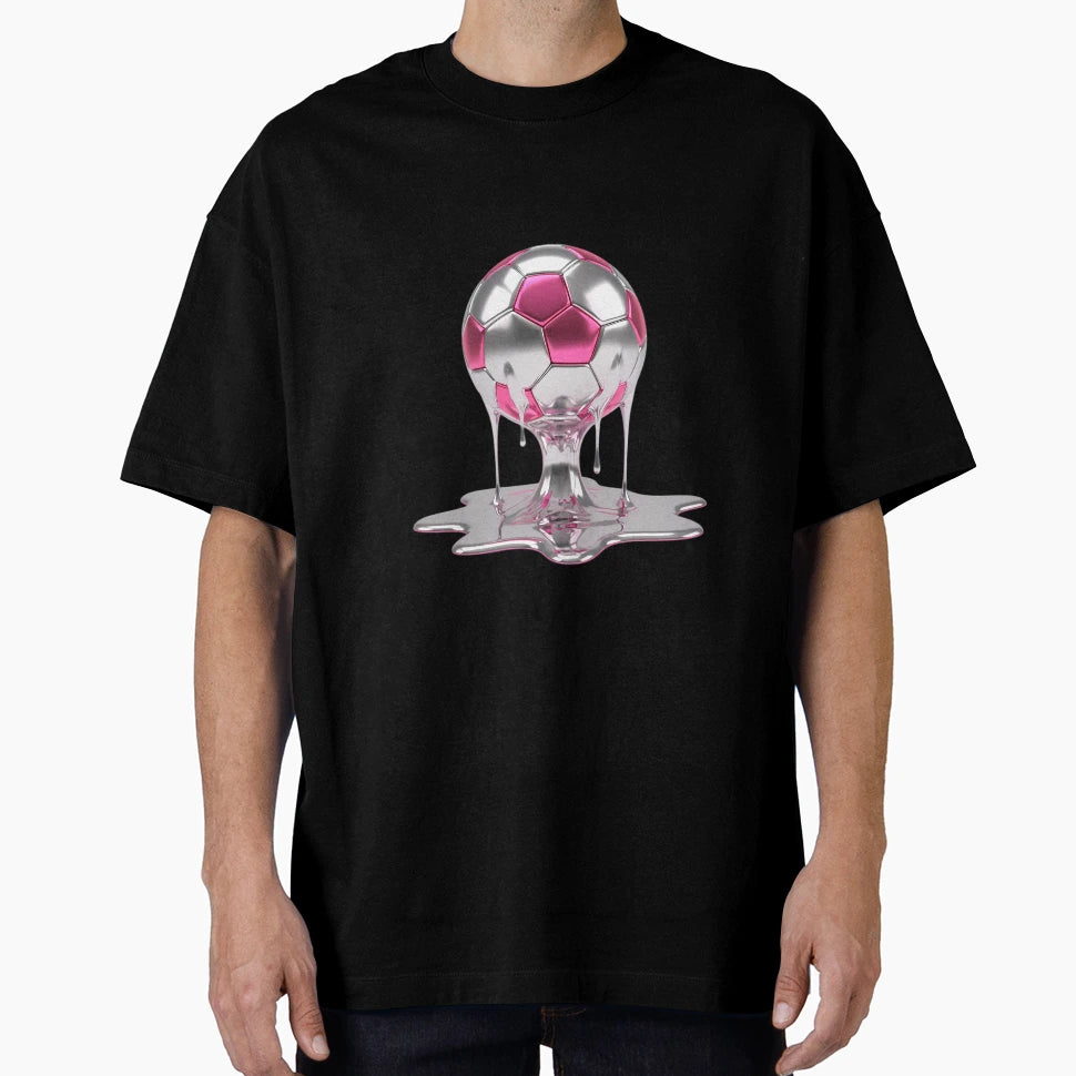 Liquid Metallic Chrome Melting Soccer T-Shirt - Custom Art Print Unisex - T-Shirt, Sweatshirt, Hoodie