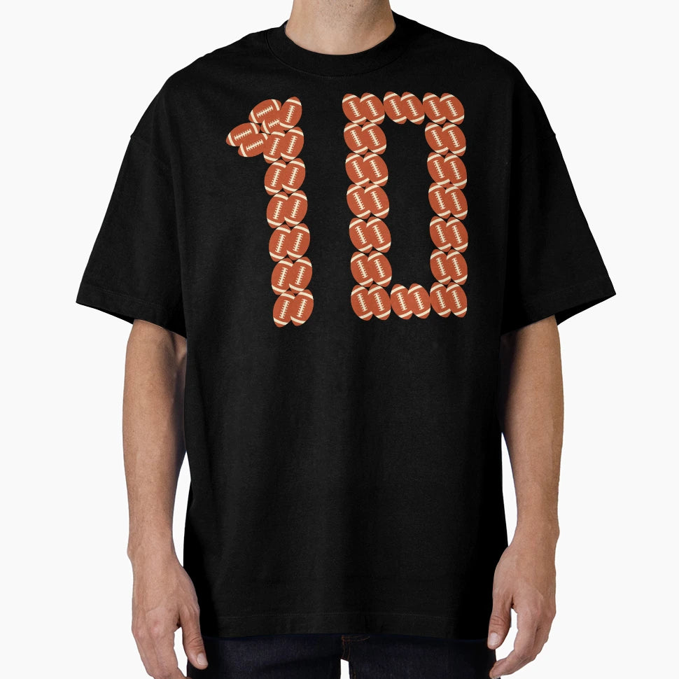 Player Number 10 Ten American Football Game T-Shirt - Unique Graphic Unisex - T-Shirt, Sweatshirt, Hoodie