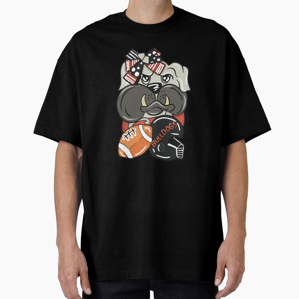 Bulldog Football Fan Illustration T-Shirt - Trendy Graphic Men Women - T-Shirt, Sweatshirt, Hoodie