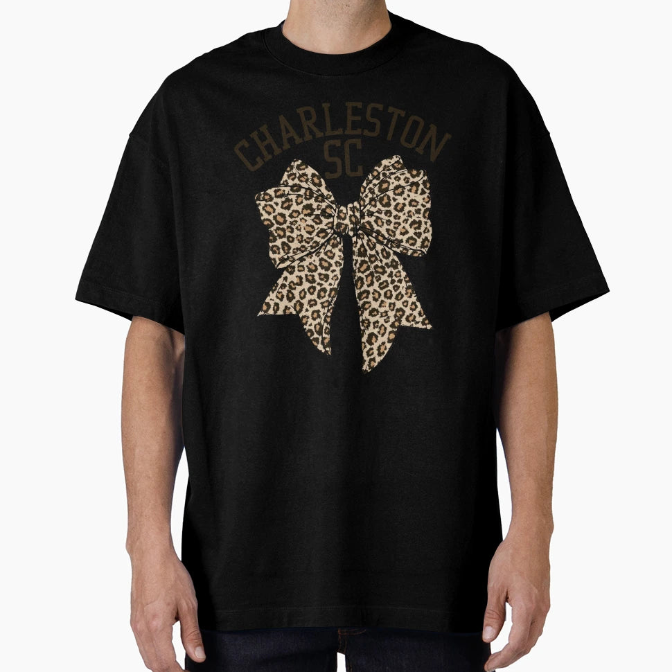 Charleston Leopard Coquette Bow T-Shirt - Aesthetic Graphic Unisex - T-Shirt, Sweatshirt, Hoodie