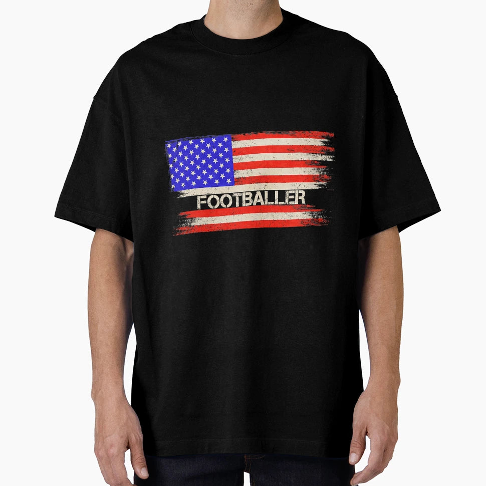 Usa American Flag Footballer T-Shirt - Novelty Apparel Unisex - T-Shirt, Sweatshirt, Hoodie