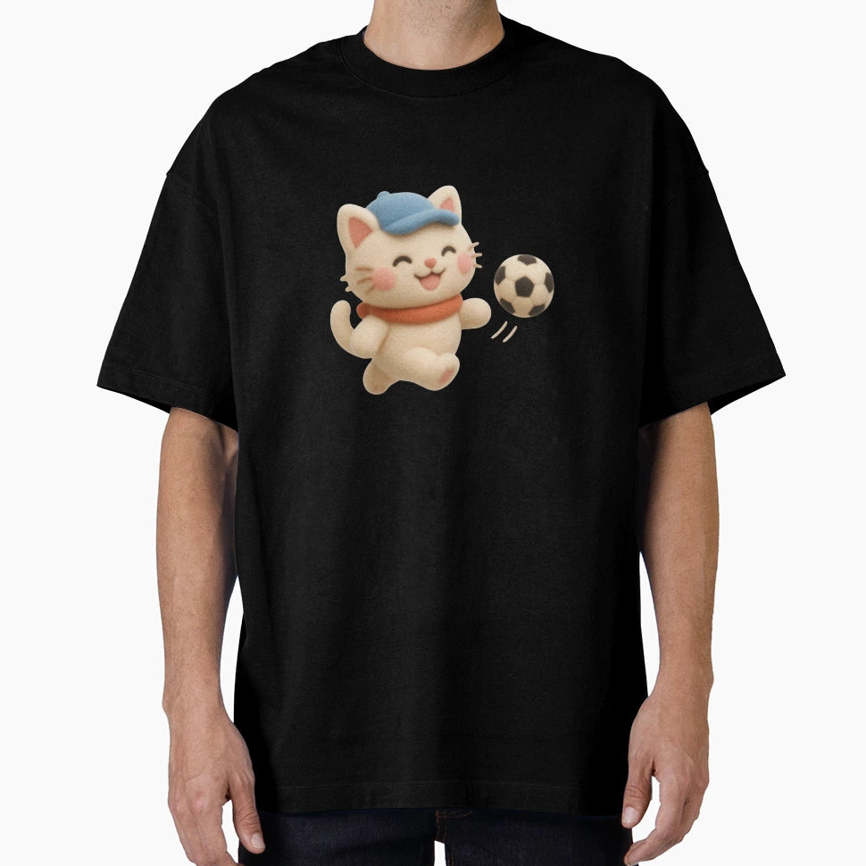 Soccer Cat Kawaii Animal T-Shirt - Custom Art Print Men Women - T-Shirt, Sweatshirt, Hoodie