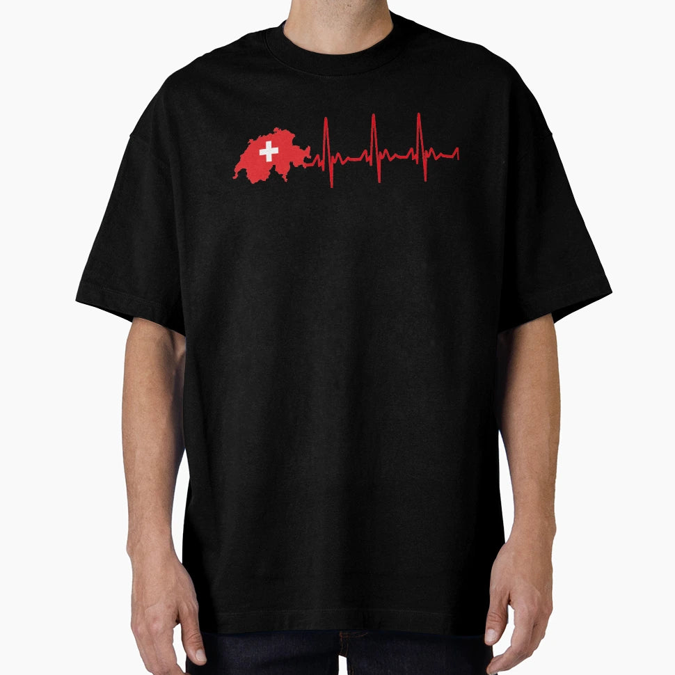 Heartbeat Switzerland Lover Gifts T-Shirt - Casual Everyday Wear for Adults - T-Shirt, Sweatshirt, Hoodie